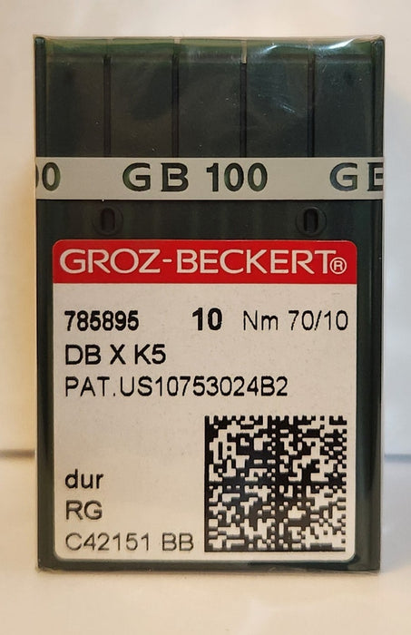Groz Beckert GB-DBXK5RG | Round Shank | Large Eye | Sharp Point | Commercial Embroidery Needle | Chrome | 100/bx 70/10