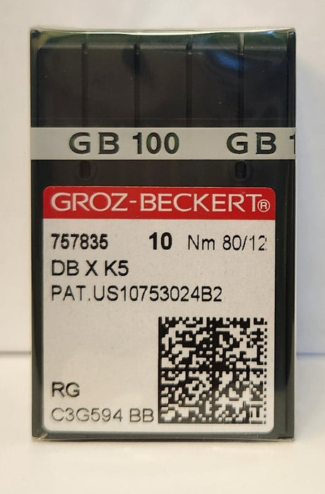 Groz Beckert GB-DBXK5RG | Round Shank | Large Eye | Sharp Point | Commercial Embroidery Needle | Chrome | 100/bx 80/12