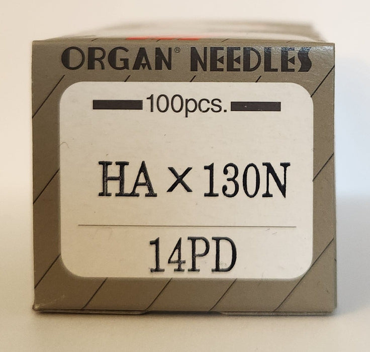 Organ HAx130N PD | Flat-Sided Shank | Sharp Point | Top Stitch Needle | Titanium Finish | 100/Box | Clearance Product - Originally $62.50 90/14