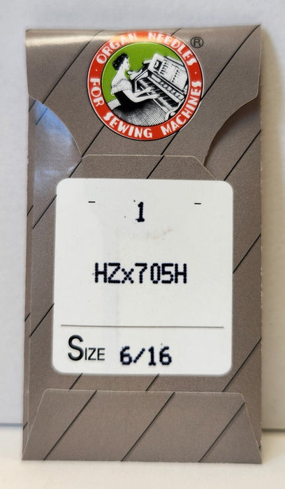 Organ HZx705H | Flat-Sided Shank | Regular Eye | Sharp Point | Home Sewing Needle | Twin-Needle | 1/pk 6/16