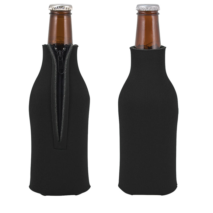 Unsewn Zipper Bottle Coolers Embroidery Blanks - Black