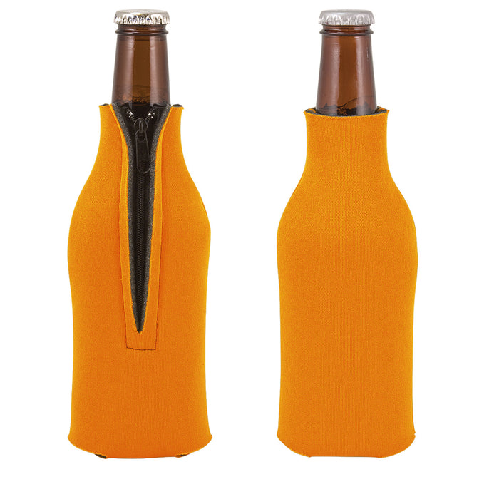 Unsewn Zipper Bottle Coolers Embroidery Blanks - Orange
