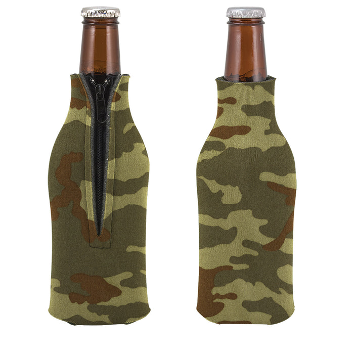 Unsewn Zipper Bottle Coolers Embroidery Blanks - Camouflage