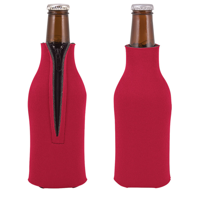 Unsewn Zipper Bottle Coolers Embroidery Blanks - Red