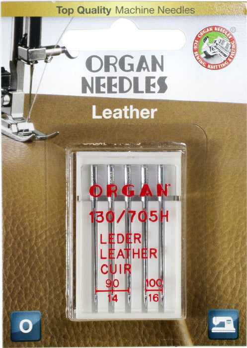 Organ ORG-LTHR | Flat-Sided Shank | Regular Eye | Leather | Home Sewing Needle | Leather | 5/pk