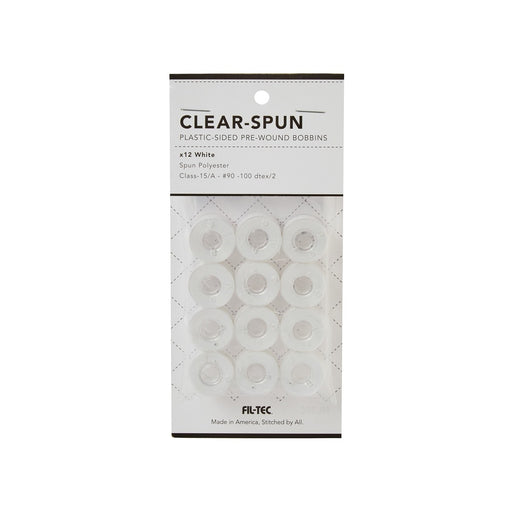 Clear-Spun Embroidery Bobbins: Class 15/A 90 Weight - 12 Pack White