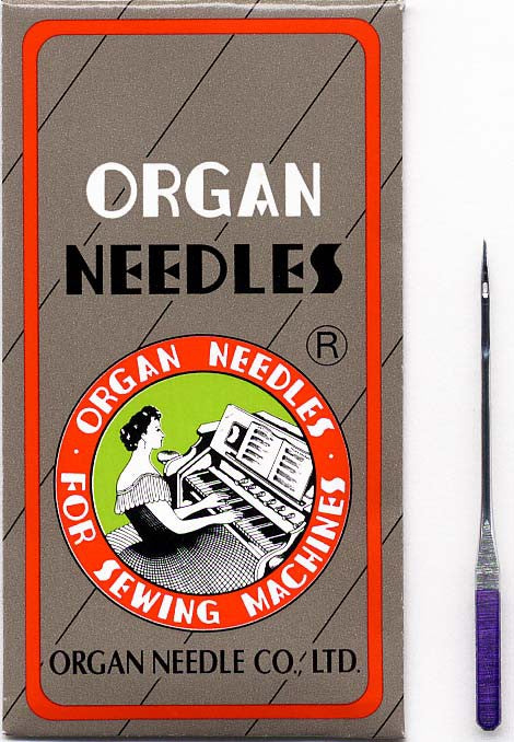 Organ HLx5PD | Flat-Sided Shank | Regular Eye | Sharp Point | Home Embroidery & Sewing Needle | Heavy Duty Titanium | 100/bx