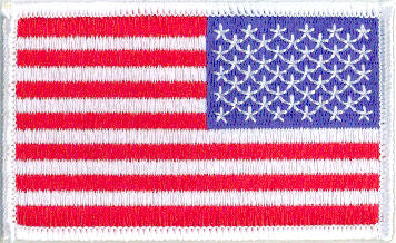 American Flag Patch  -  3-1/2" x 2-1/8" Right Shoulder White Border