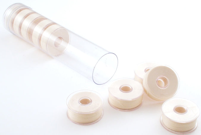 cream Clear-Glide Plastic Sided Embroidery Bobbins - Tubes of 8 Class 15