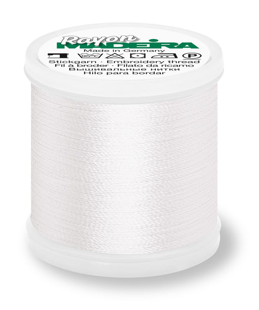 Madeira Rayon 40 | Machine Embroidery Thread | 220 Yards | 9840-1001 | Bright White