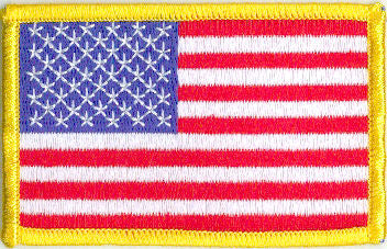 American Flag Patch -  3-1/2" x 2-1/8" Left Shoulder w/Gold Border