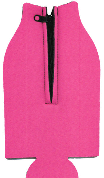 Unsewn Zipper Bottle Coolers Embroidery Blanks - Hot Pink