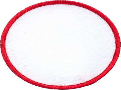 Oval Blank Patch 3" x 4" White Patch w/Red
