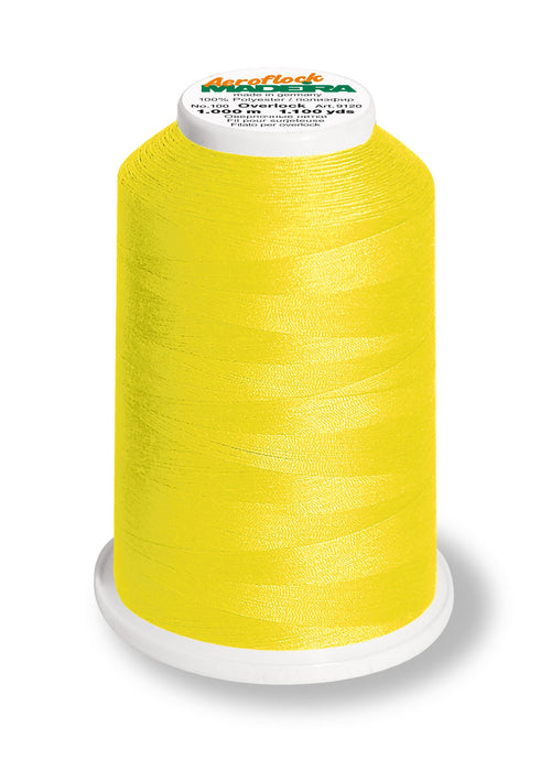 Madeira Aeroflock 100 | Thick Serger Thread | 1100 yards | 9120-8230 | Neon Yellow