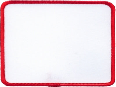 Rectangle Blank Patch 3" x 4" White Patch w/Red
