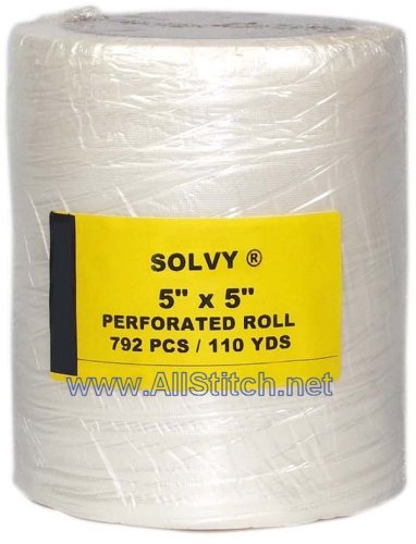 Solvy Embroidery Topping 5" x 5"  Perforated Roll - 110 yds