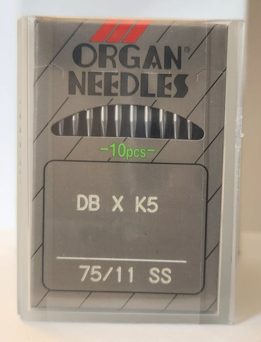 Organ DBK5SS | Round Shank | Large Eye | Wedge Cutting | Commercial Embroidery Needle | Leather & Vinyl Material | 100/bx 75/11