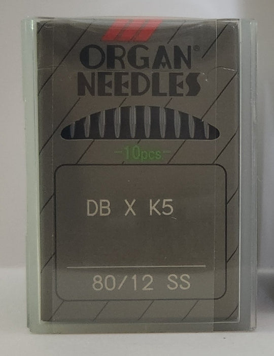 Organ DBK5SS | Round Shank | Large Eye | Wedge Cutting | Commercial Embroidery Needle | Leather & Vinyl Material | 100/bx 80/12