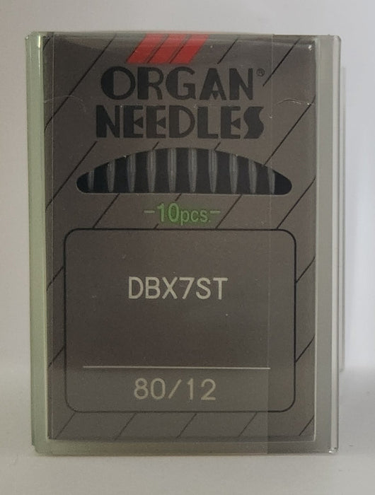 Organ DBx7ST | Round Shank | Large Rectangular Eye | Sharp Point | Commercial Embroidery Needle | Metallic Thread | 100/bx 80/12