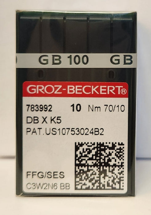 Groz Beckert GB-DBXK5FFG | Round Shank | Large Eye | Ball Point | Commercial Embroidery Needle | Chrome | 100/bx 70/10