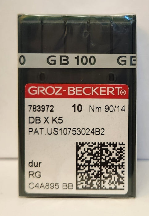 Groz Beckert GB-DBXK5RG | Round Shank | Large Eye | Sharp Point | Commercial Embroidery Needle | Chrome | 100/bx 90/14