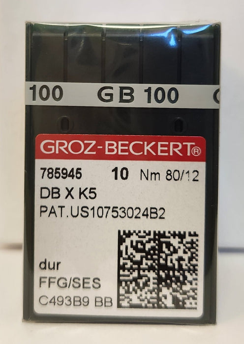Groz Beckert GB-DBXK5FFG | Round Shank | Large Eye | Ball Point | Commercial Embroidery Needle | Chrome | 100/bx 80/12