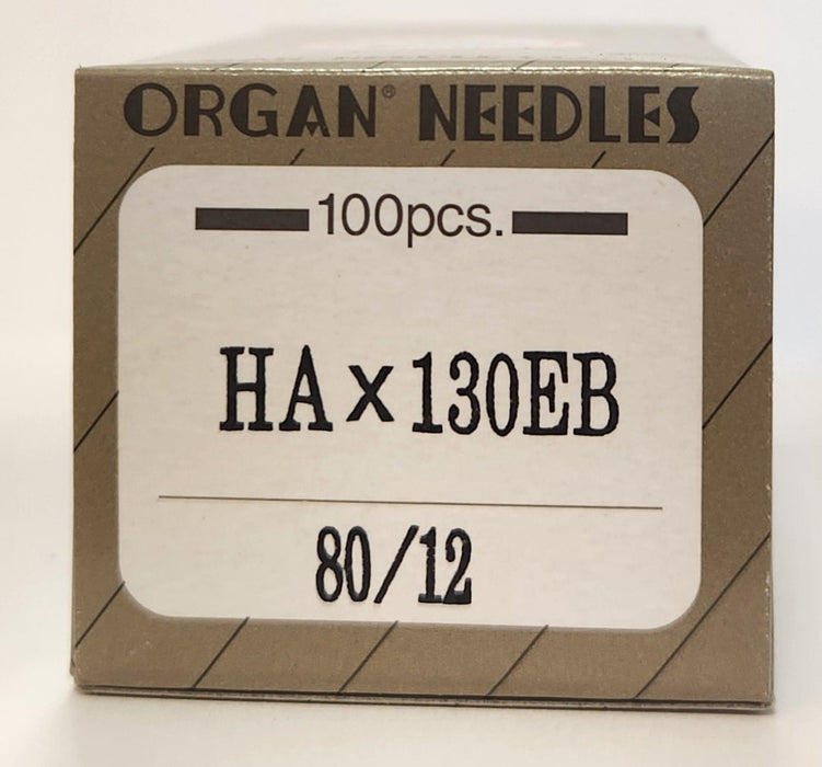 Organ HAX130EBBR | Flat-Sided Shank | Large Eye | Ball Point | Semi-Pro Embroidery Needle | Reinforced Blade | 100/bx
