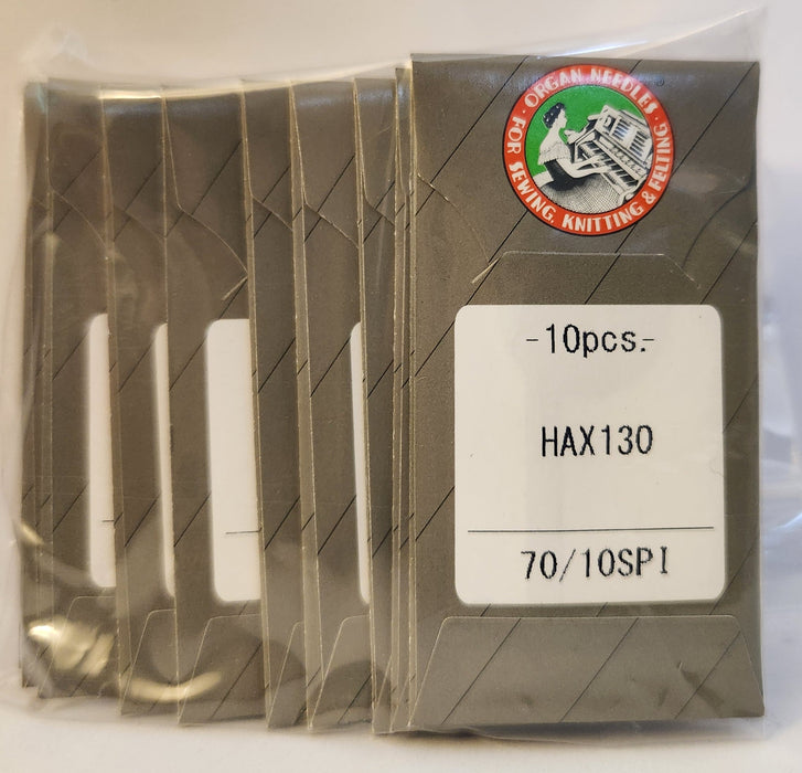 Organ HAX130SPI | Flat-Sided Shank | Regular Eye | Sharp Point | Home Embroidery Needle | Microtex | 100/bx 70/10