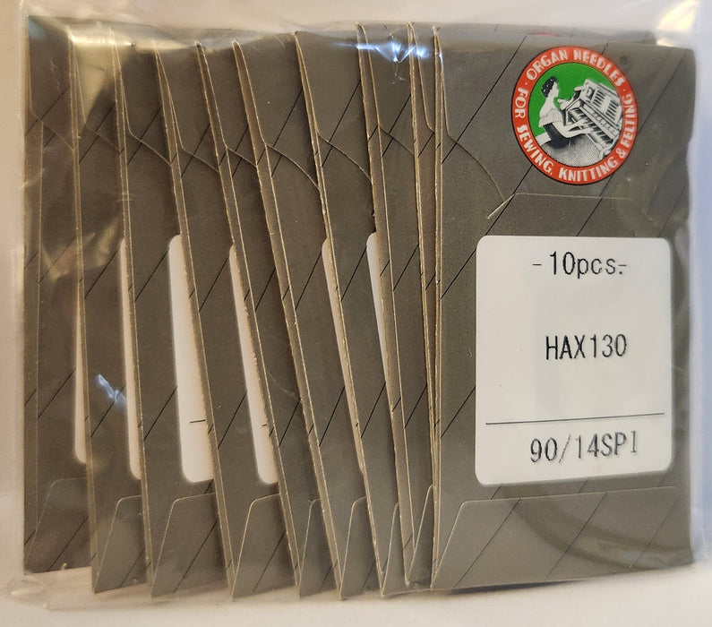 Organ HAX130SPI | Flat-Sided Shank | Regular Eye | Sharp Point | Home Embroidery Needle | Microtex | 100/bx 90/14
