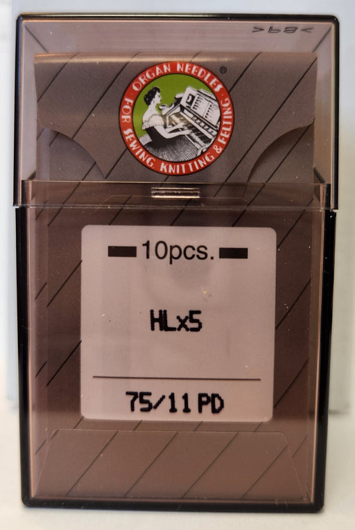 Organ HLx5PD | Flat-Sided Shank | Regular Eye | Sharp Point | Home Embroidery & Sewing Needle | Heavy Duty Titanium | 100/bx 75/11