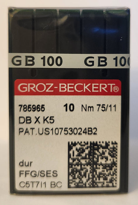 Groz Beckert GB-DBXK5FFG | Round Shank | Large Eye | Ball Point | Commercial Embroidery Needle | Chrome | 100/bx 75/11