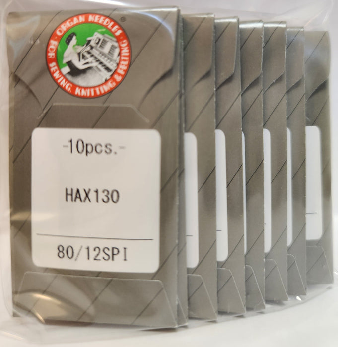 Organ HAX130SPI | Flat-Sided Shank | Regular Eye | Sharp Point | Home Embroidery Needle | Microtex | 100/bx 80/12