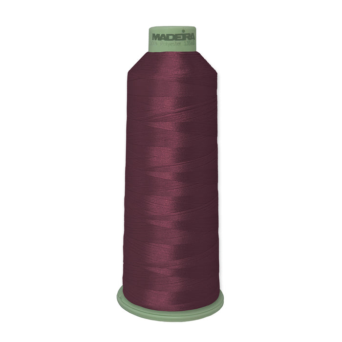 Madeira Polyneon Green #40 embroidery thread cone, 5,500 yards, color 1785, premium polyester thread for vibrant, durable, colorfast machine embroidery.