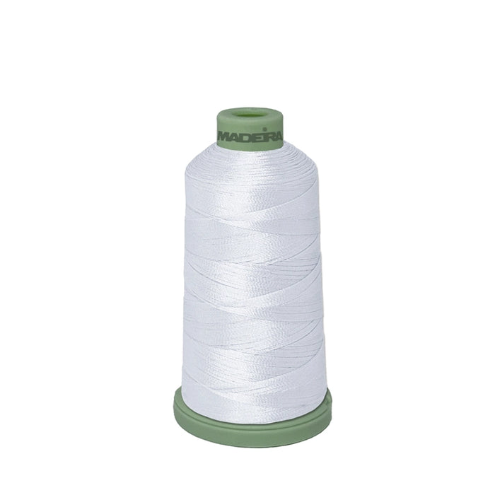 Madeira Polyneon Green #40 embroidery thread spool, 1,100 yards, color 1803, premium polyester thread for vibrant, durable machine embroidery.
