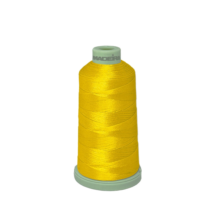 Madeira Polyneon Green #40 embroidery thread spool, 1,100 yards, color 1980, premium polyester thread for vibrant, colorfast machine embroidery projects.