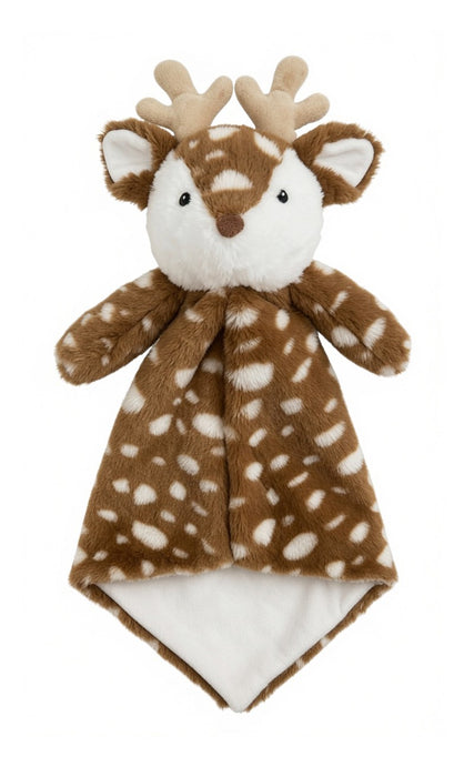 Cubbies Luvie Security Blanket featuring a soft deer plush, perfect for personalized embroidery, baby gifts, nurseries, and comforting cuddles.