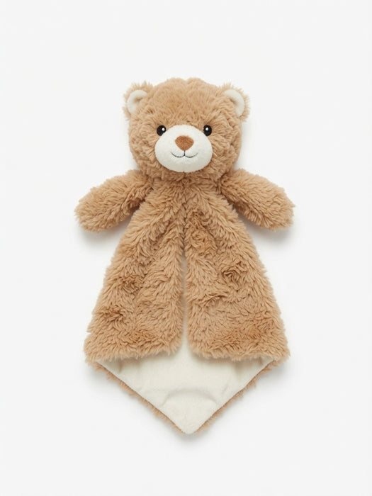 Cubbies Luvie Security Blanket featuring a soft tan bear plush, perfect for personalized embroidery, baby gifts, nurseries, and comforting cuddles.