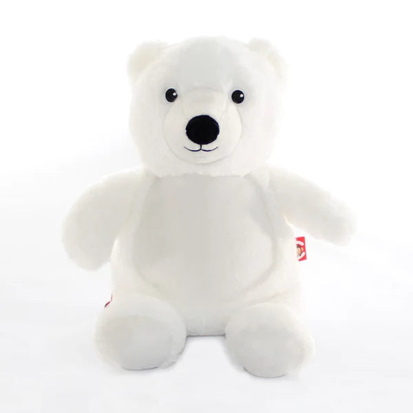 Cubbies Classic Collection polar bear embroidery blank plush with removable stuffing pods, designed for personalized embroidery, monograms, names, and custom keepsake gifts.
