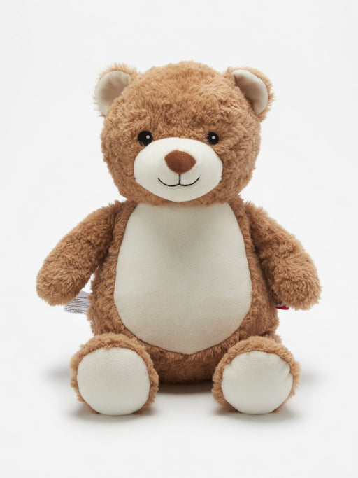 Cubbies Classic Collection tan bear embroidery blank plush with removable stuffing pods, ready for personalized embroidery, monograms, names, and custom keepsake gifts.