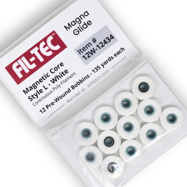 12 Bobbins - Fil-Tec Magna-Glide Machine Embroidery Bobbins Size Style ...