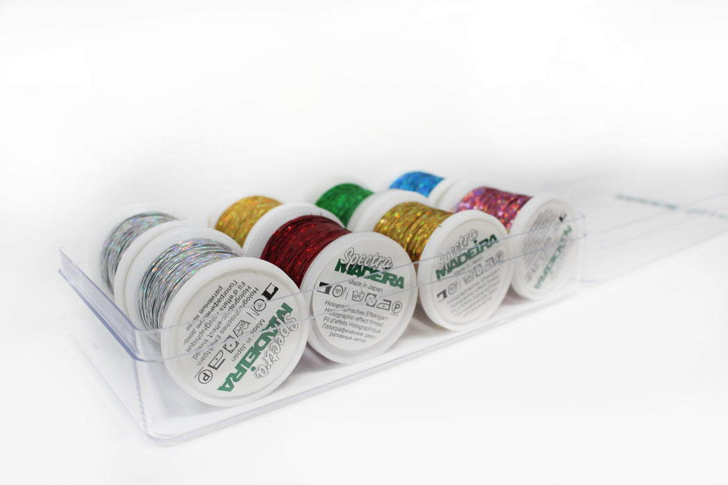 Madeira Spectra Polyester Machine Embroidery Thread| 8 x 110 Yards | Small Clear Acrylic Case| Assortment | 8013