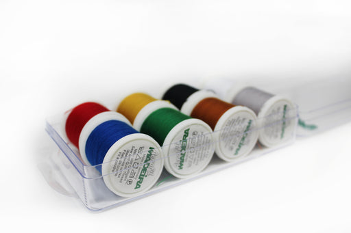 Madeira Aerofil 35 Extra Strong Polyester Sewing-Construction Thread | 8 x 110 Yards | Small Clear Acrylic Case | Assortment | 8016