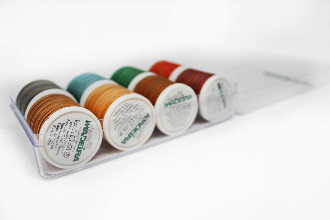 Madeira Aerofil 120 Polyester Sewing-Construction Thread | 8 x 440 Yards | Small Clear Acrylic Case| Multicolored | Assortment | 8007