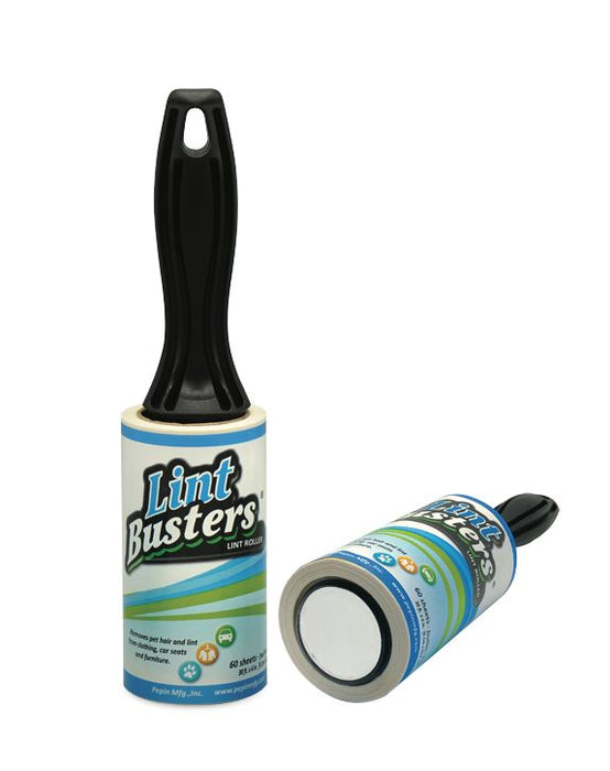 Lint Busters™ Lint Roller with strong adhesive sheets for removing lint, pet hair, dust, and debris from clothing, upholstery, and fabric surfaces.
