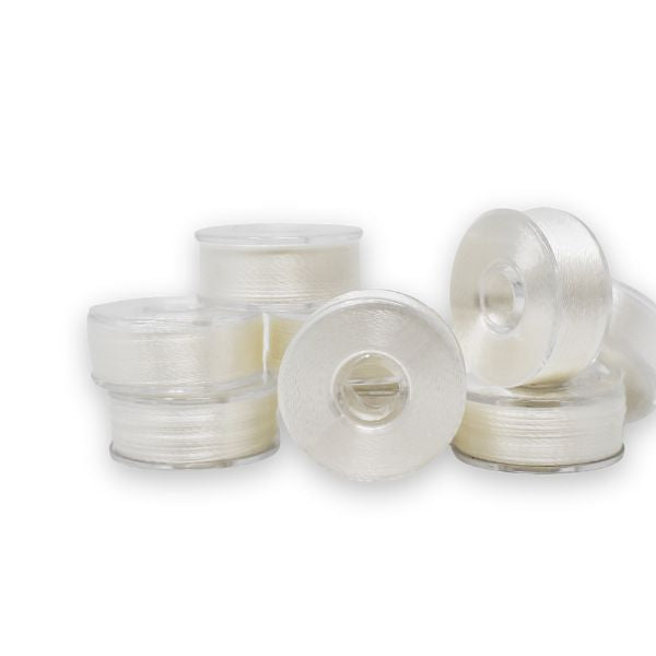 12 Bobbins - NEB Plastic Sided Machine Embroidery Bobbins Size L - White