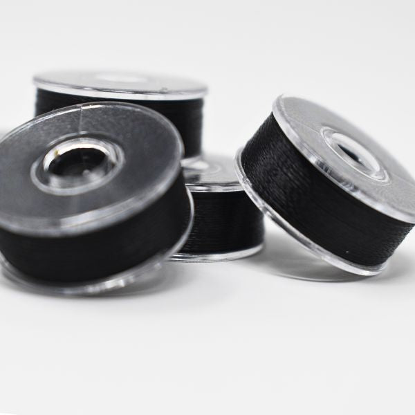 12 Bobbins - AllStitch Plastic Sided Machine Embroidery Bobbins Style A/Class 15 - Black