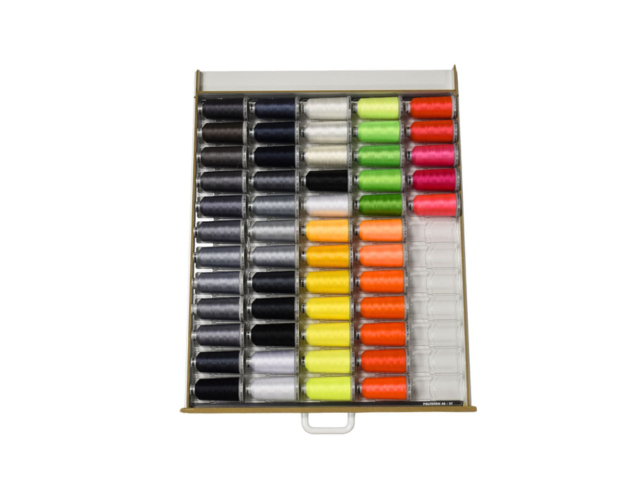 Madeira Polyneon Thread: 413 Mini Snap Cone (MSC) Assortment & Wooden Chests