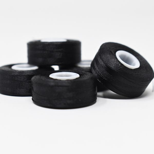 12 Bobbins - AllStitch Sideless Machine Embroidery Bobbins Style L - Black