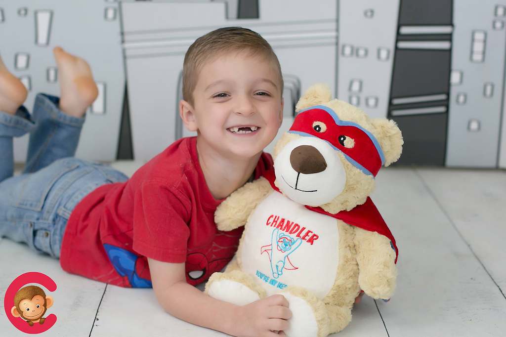 Cubbies Classic Collection Embroidery Blank - Cubbyford Red/Blue Superhero Teddy Bear
