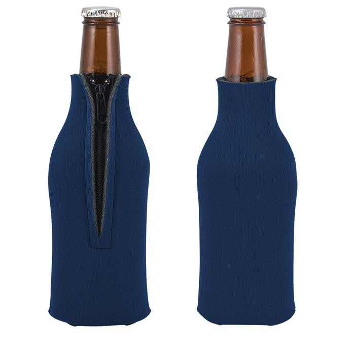 Unsewn Zipper Bottle Coolers Embroidery Blanks - Navy